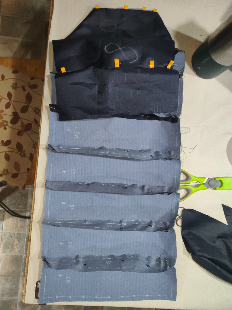 Panels pinned with sewing clips